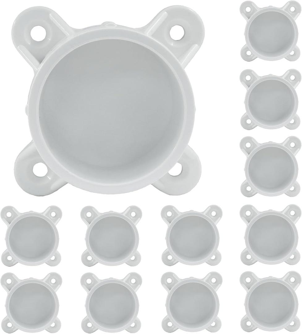 BokWin 1-1/2 Inch PVC Flange 12 Packs, Table Leg Cap Fittings Furniture Screw Tab Caps for DIY Rod Holder Projects, Building Storage Shelves, and Support Feet