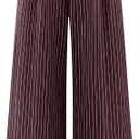 ZESICA Women's Wide Leg Striped Palazzo Pants 2026 Casual High Waist Straight Business Work Dressy Trousers with Pockets Red Brown Medium