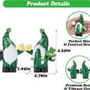 St Patrick's Day Gnomes Decor, 2Pcs Resin Leprechaun Figurines with Pot of Gold, Shamrock for Mantle, Small Lucky Couple Holiday Decorations, Party, Tiered Tray, Irish Home Decor (Green, White, and Black)