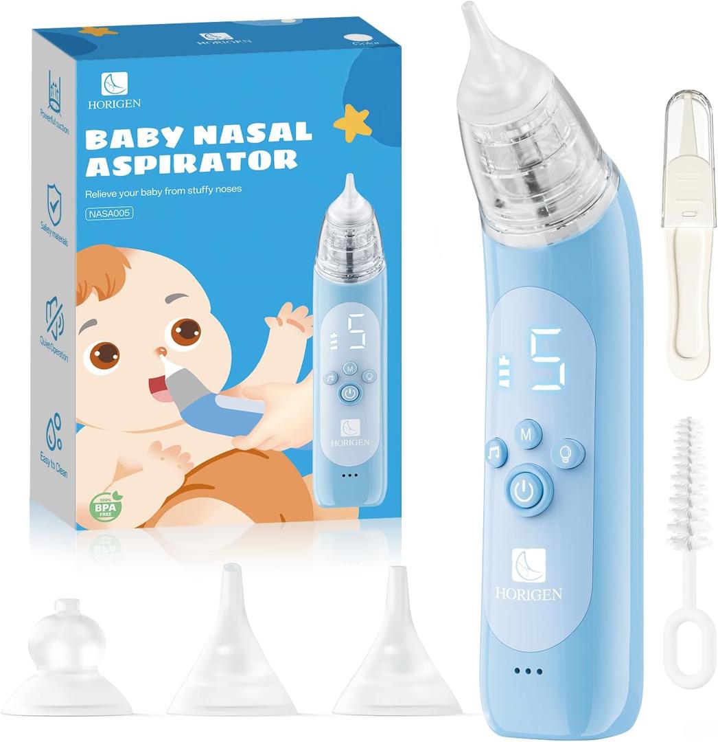 Nasal Aspirator for Baby, Electric Baby Nose Suction with 5 Adjustable Levels Suction, USBC Rechargeable Mucus Cleaner with Lights and Music, Baby Nasal Aspirator for Toddler with 3 Silicone Tip