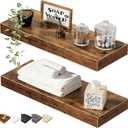 QEEIG Bathroom Floating Shelves for Wall - 15.7" Wall Mounted Shelf Over Toilet Farmhouse Home Decor Display Bookshelf Small 15.7 x 6.7 inch Set of 2, Rustic Brown (008-40BN)
