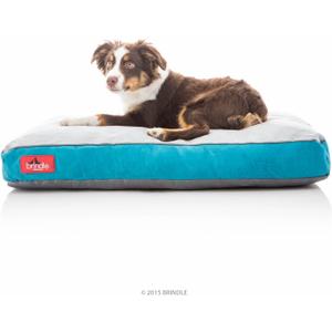 Brindle Teal Shredded Memory Foam Dog Bed - Pet Essentials - Orthopedic Design - Crate Compatible - Machine Washable Cover - Indoor Pet Bed for Dogs, Puppies, Cats, and Rabbits - Size Medium 28 x 18