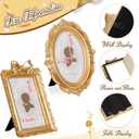 Qunclay 2 Pcs 4 x 6 Inches Vintage Picture Frames Antique Baroque Ornate Resin Rectangle Oval Photo Frames with Glass Front Tabletop and Wall Decor for Home Wedding Christmas Party Decor(Gold)