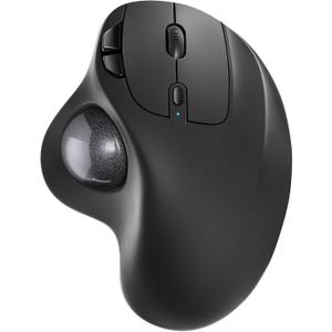 Nulea M501 Wireless Trackball Mouse, Rechargeable Ergonomic, Easy Thumb Control, Precise & Smooth Tracking, 3 Device Connection (Bluetooth or USB Receiver), Compatible for PC, Laptop, Mac, Windows.