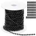 Yaocom 50ft 3mm Ball Beaded Chain with 50 Connectors for Roller Shade & Vertical Window Blinds, Dog Tag Chain, Jewelry Making/Crafts & DIY Projects(Black)