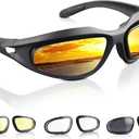 Polarized Motorcycle Riding Goggles, Windproof Cycling Glasses UV400 Outdoor Sports Sunglasses Interchangeable Lenes for Running, Baseball Golf, Driving, Fishing, Riding, Mountain Bike, Hiking