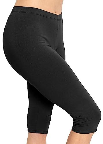 Women's Cotton Knee Length Leggings Black, Small