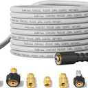 Giraffe Tools Pressure Washer Hose 50FT X 1/4", 3200 PSI Pressure Washing Hose, Kink Resistant, Heavy Duty Power Washer Hose, M22 to 3/8" Quick Connect Couplers for Replacement, 7 Accessories