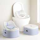 3-in-1 Toddler Potty Training Toilet for Boys and Girls Multi-use Baby Potty Chair for Toddlers 1-3 Training Potty Seat Toddler Toilet Baby Potty Training Seat with Step Stool, Blue 