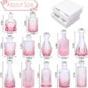 TBWIND Pink Glass Bud Vases Set of 12, Vintage Mini Vases for Centerpieces, Glass Bud Vase in Bulk for Wedding Decor, Single Flowers, Office and Home Table Flower Dcor