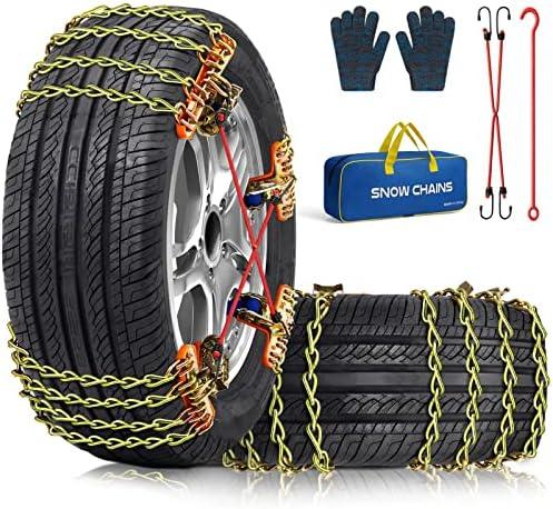Snow Tire Chains for Car SUV Pickup Trucks, Universal Car Snow Chains, Snow Traction for Tires, Fit for Tire Width 195 205 215 220 225 235 240 245 255 265