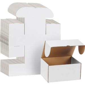 WIFTREY 8x6x4 Small Shipping Boxes 25 Pack for Mailing,Packing, White Corrugated Cardboard Boxes for Small Business