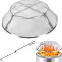 Fire Pit Spark Screen for Solo Stove Bonfire, 19.5 Inch Bonfire Shield 304 Stainless Steel Detachable Mesh Fire Pit Spark Protector with Grill Function and Removal Tools