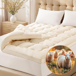 Luxury 100% Organic Wool Mattress Topper- 3(King,78"x80")