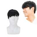 Brrnoo Men Short Wig, Black Wig Synthetic Heat Halloween Cosplay Hair Wig, Male Guy Daily Cosplay Party Wigs
