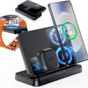 EGV Wireless Charger for Samsung  3 in 1 Wireless Charging Station for Galaxy S26 Ultra S25 S24, Z Fold Flip 7/6, Detachable Watch Charger for Galaxy Ultra 8/7/6, Foldable, Fast Charging, No Adapter