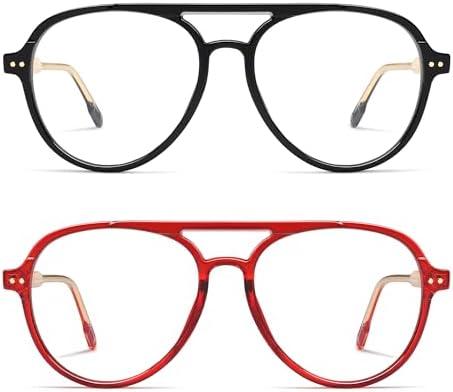 AMOMOMA Retro Blue Light Aviator Reading Glasses for Women Men, Vintage Computer Reader Frame 2.0 1.5 AM6155, 1 Pcs