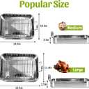 2 Pcs 14.17"15.35" Stainless Steel Roasting Pans with Handles, Baking Pan for Oven with 2 Pcs Flat Racks, Heavy Duty, Dishwasher Safe Rectangular Lasagna Pan with Handles for Turkey Chicken, Silver