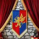 28 Inch Halloween Medieval Fantasy Pull-down Banner with Lion Design Hanging Party Bunting Banner Medieval Party Decorations Garden Cutouts Flag for Castle Theme Festival Birthday Decor