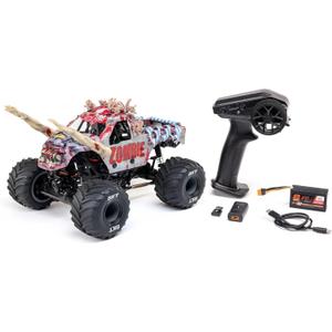 Losi 1/18 Mini LMT Zombie 2S 4X4 RTR Brushed Monster Truck Battery & Charger Included Red LOS01026T4, 10.4 x 13.5 x 10.9 inches