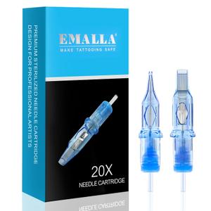 Emalla ELIOT Tattoo Cartridge Needles, 20Pcs Premium Tattoo Needles #08 Bugpin Round Liner Tattoo Cartridges 0803RLL Tattoo Needles Diameter 0.25mm Long Taper 5.0mm for Machine Tattoo Supplies