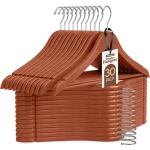 Utopia Home Premium Wooden Hangers 30 Pack - Durable & Slim Coat Hanger - Suit Hangers with 360-Degree Rotatable Hook - Wood Hangers with Shoulder Grooves (Cherry)