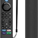 Voice Remote Cover, Silicone Remote Case Compatible with Insignia Firetv Omni Series or TV 4-Series, Lightweight Anti Slip Shockproof Remote Cover Case with Lanyard (Black)