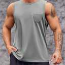 Runcati Mens Sleeveless Workout Tank Tops Athletic Muscle Gym T Shirts Grey (Gray)
