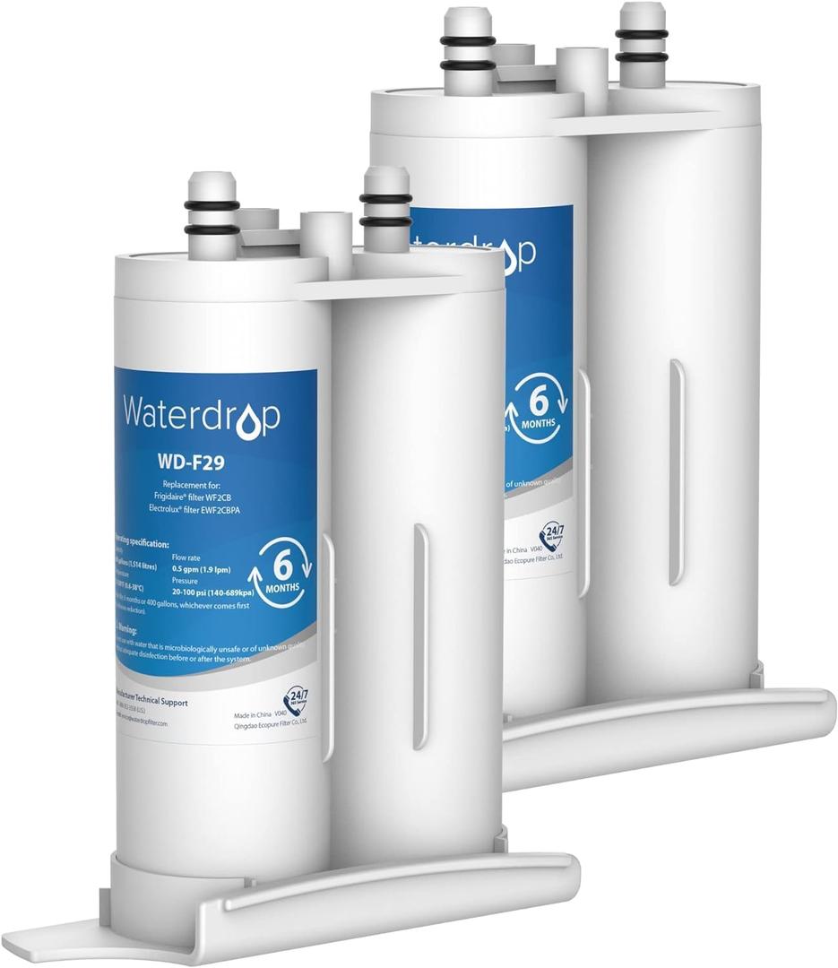 Waterdrop Replacement for Frigidaire & Electrolux WF2CB, PureSource2, NGFC 2000, FC100, Kenmore 9916, EWF2CBPA, 1004-42-FA Refrigerator Water Filter, 2 Filters