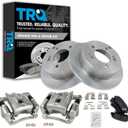 TRQ Rear Brake Pad and Rotor Set Ceramic Rotors Calipers Compatible with 2009-2010 Hyundai Sonata