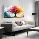 LAOTOART Tree Painting Wall Art for Living Room - Colorful Canvas Wall Art for Bedroom - Landscape Art Wall Decor for Office Size 24" x 48"