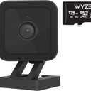 Cam v3 w 128GB SD Card, 1080p Plug-in Smart Security Camera, Color Night Vision, Motion Detection, 2-Way Audio, Compatible with Alexa, Google Assistant, Indoor/Outdoor, Wired, Black