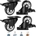 3 inch Caster Wheels, Casters Set of 4 Heavy Duty - CLOATFET Locking Swivel Casters with Brake (Top Plate), Non Marking Black Castor Wheels for Cart Furniture Workbench