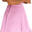 ISZPLUSH Women's Sexy Ruched Lace-Up Cami Dress Double Layer Adjustable Straps Slim Fit Bodycon Mini Dress Party Club (Pink)