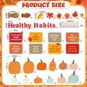 2Pack Fall Healthy Habits Bulletin Board Decorations Set Thanksgiving Bulletin Board Autumn Classroom Decor Pumpkin Maple Leaves Paper Cutouts for School Wall Decor(Fall into Healthy Habits)