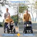 Walkers for Seniors with Seat, Walker Wheelchair Combo, 2 in 1 Rolling Walker Transport Wheelchair Lightweight Foldable, 10" Big Wheels Transport Chair with Brakes,Blue