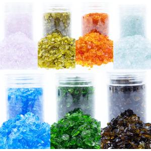 Crushed Glass Set of 7,Broken Glass Stones,1-3mm (Multicolor-e)