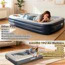 KASIMO Air Mattress Twin with Built-in Battery Powered Removable Pump, TPU Blow Up Mattress with Pillow, Strong Support All Night,No Lost Air, Compact Inflatable Air Bed for Home Guests Camping