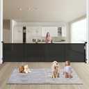 Retractable Baby Gates Dog Gate - 200" Extra Wide Expandable Child Safety Gate, 37" Tall Toddler Pet Mesh Gate with Reinforced Strips for Doorways, Stairs, Hallways, Outdoor & Indoor Large Openings