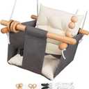 Tislly Baby Swing Outdoor Indoor Toddler Swing Seat with Safety Belt, Canvas Hanging Swings Outside Tree Swing Great Gift for Baby Boys Girls Kids Lovers (Grey Checkered)