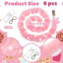 Chuangdi 6 Pcs 35 ft Pink Christmas Garland with Lights for Xmas Tree Decorations Pink Faux Fur Fabric Decor Christmas Tree Hanging Garland Faux Feather Decor for Holiday Indoor Outdoor Party Supplies