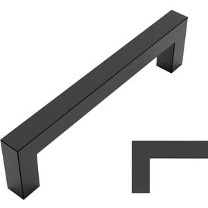 Amerdeco 10 Pack Matte Black Cabinet Pulls 5 Inch(128mm) Hole Centers Kitchen Cabinet Handles Cabinet Hardware Cupboard Handles Square Drawer Pulls SH0004