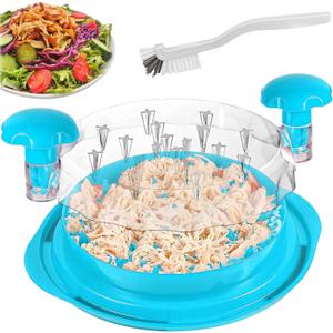 Chicken Shredder Tool Twist Large, Manual Chicken Breast Shredder Meat Grinder Machine Transparent Food Chopper for Pork Beef Vegetables Meal Prep, Ergonomic Handle, Clear Lid, Dishwasher Safe