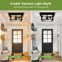 11.5in Outdoor Ceiling Light Fixture, Square Flush Mount Porch Lights, 2-Light, E26-based, Clear Tempered Glass Lampshade, Exterior Damproof Lamp for Hallway, Kitchen, Entryway, Foyer