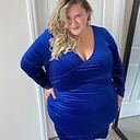 IN'VOLAND Womens Plus Size Long Sleeve Velvet Bodycon Dresses Ruched Wrap V Neck Cocktail Party Dress 16 Plus