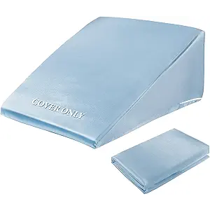 Satin Bed Wedge Pillow Cover Silky & Smooth Wedge Pillowcase 1 Pack 24x24x8, Soft & Breathable, Removable & Machine Washable-Zipper Design (Pillow Not Include), (White, 24"x24"x8")