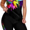 LALAGEN Womens Plus Size Swimsuits 2025 Modest Rash Guard Capris Tankini Bathing Suits Two Piece Bathing Suit Swimwear (Medium, Colorful Sunflower) 