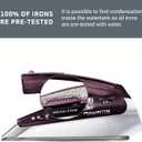 Rowenta Travel Iron, Pro Compact Stainless Steel Soleplate Hand Held Steamer Iron for Clothes, 200 Microsteam Holes, 1000 Watts Ironing, Fabric Steamer, Dual Voltage, Mini Iron, Purple, DA1560