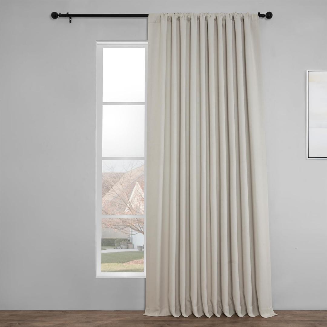 HPD Half Price Drapes - Faux Linen Curtains for Living Room (1 Panel) - 100W X 120L - Extra Wide Textured Room Darkening Curtains for Bedroom 120 Inches Long - Drapes for Home Decor, Birch (100"W x 120"L (Pack of 1))