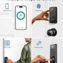 Fingerprint Door Lock with Handle, Smart Keyless Entry Door Lock with App, Stores 50 Fingerprints and 50 User Codes, IP65 Weatherproof Keypad Deadbolt for Front & Interior Doors, Auto-Lock, Black